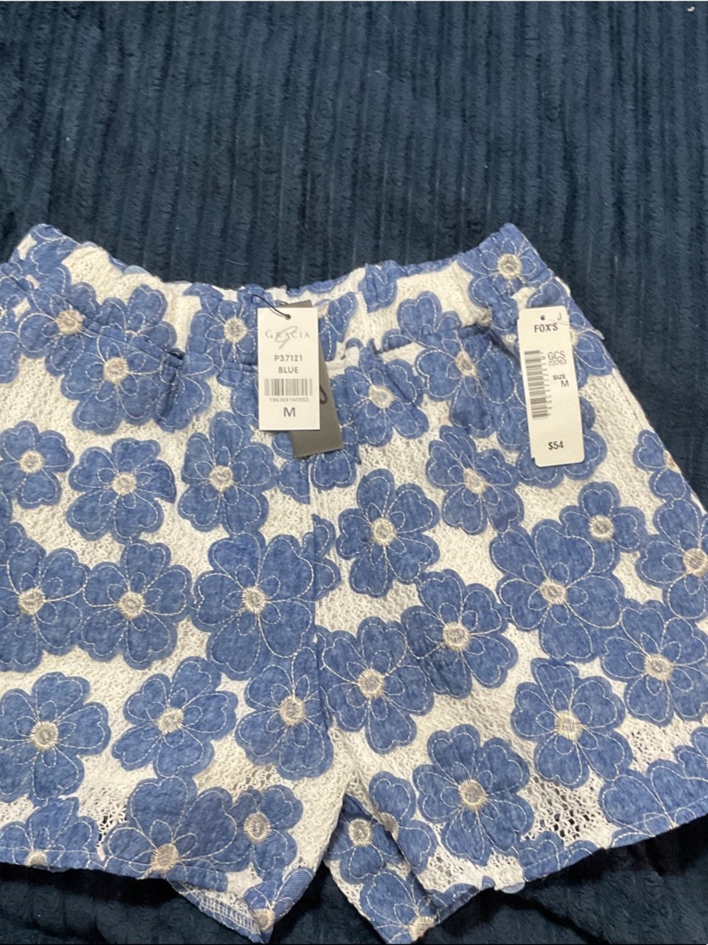 Geox Blue Floral Lace Women's Shorts
